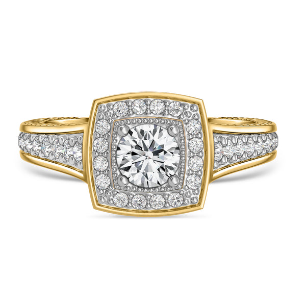 My Trio Rings Kadia 2-1/4 CTW Lab Grown Diamond Round Solitaire Wedding Trio Set in 14KT Yellow Gold Vermeil