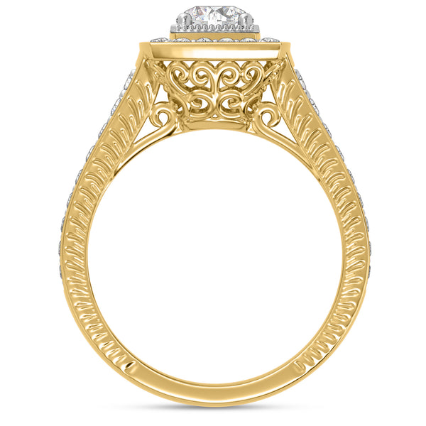 My Trio Rings Kadia 2-1/4 CTW Lab Grown Diamond Round Solitaire Wedding Trio Set in 14KT Yellow Gold Vermeil