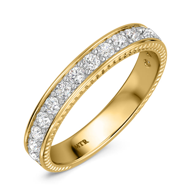 My Trio Rings Kadia 2-1/4 CTW Lab Grown Diamond Round Solitaire Wedding Trio Set in 14KT Yellow Gold Vermeil