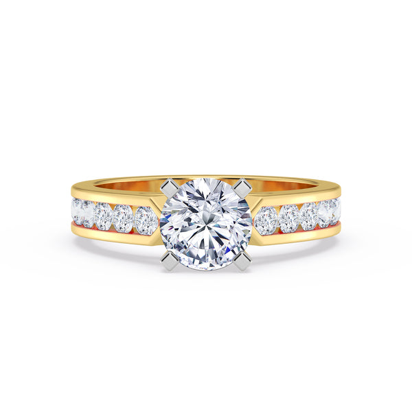My Trio Rings Lesha 2-3/4 CTW Lab Grown Diamond Round Solitaire Wedding Trio Set in 14KT Yellow Gold Vermeil