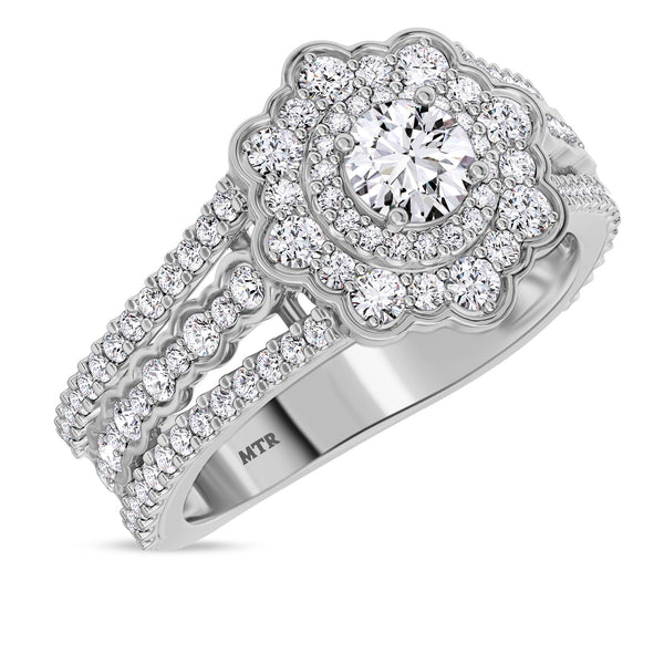 My Trio Rings Hailee 3-1/2 CTW Lab Grown Diamond Round Solitaire Wedding Trio Set in 14KT White Gold Vermeil