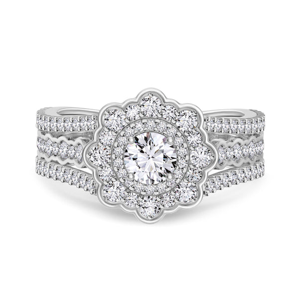 My Trio Rings Hailee 3-1/2 CTW Lab Grown Diamond Round Solitaire Wedding Trio Set in 14KT White Gold Vermeil