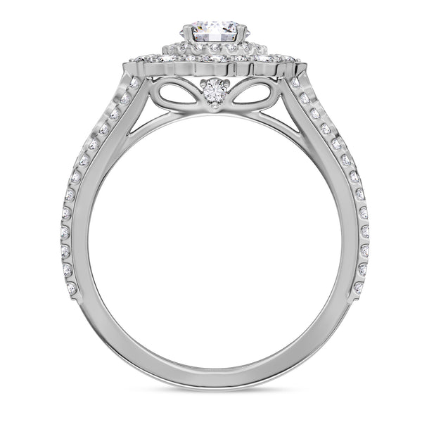 My Trio Rings Hailee 3-1/2 CTW Lab Grown Diamond Round Solitaire Wedding Trio Set in 14KT White Gold Vermeil