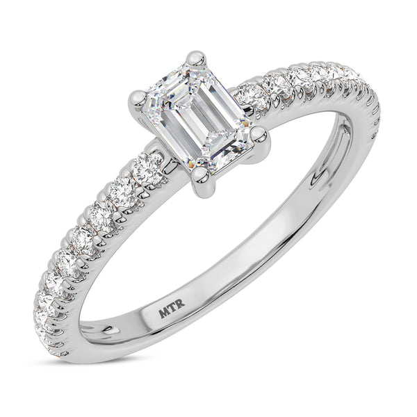 My Trio Rings Zaila 2-1/2 CTW Lab Grown Diamond Emerald Solitaire Wedding Trio Set in 14KT White Gold Vermeil