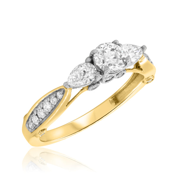 My Trio Rings Myla 1-2/3 CTW Lab Grown Diamond Round Solitaire Wedding Trio Set in 14KT Yellow Gold Vermeil