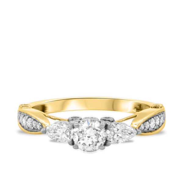 My Trio Rings Myla 1-2/3 CTW Lab Grown Diamond Round Solitaire Wedding Trio Set in 14KT Yellow Gold Vermeil