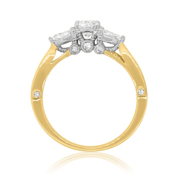 My Trio Rings Myla 1-2/3 CTW Lab Grown Diamond Round Solitaire Wedding Trio Set in 14KT Yellow Gold Vermeil