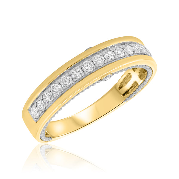 My Trio Rings Myla 1-2/3 CTW Lab Grown Diamond Round Solitaire Wedding Trio Set in 14KT Yellow Gold Vermeil