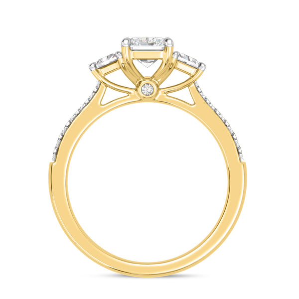 My Trio Rings Alwin 1-7/8 CTW Lab Grown Diamond Radiant Solitaire Wedding Trio Set in 14KT Yellow Gold Vermeil