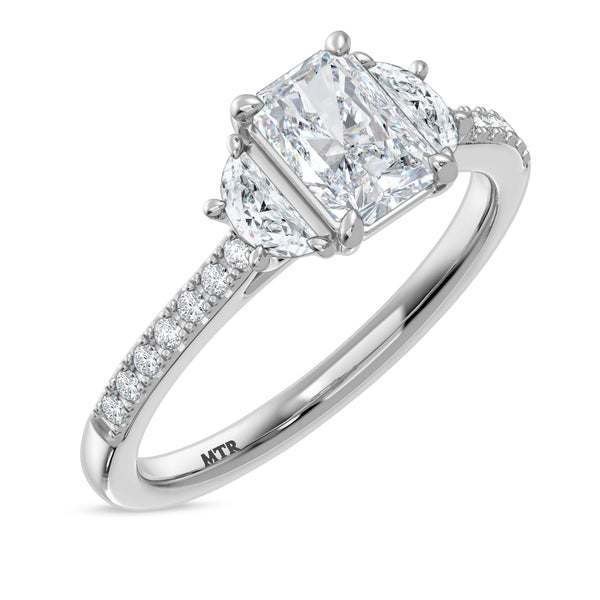 My Trio Rings Aurel 1-7/8 CTW Lab Grown Diamond Radiant Solitaire Wedding Trio Set in 14KT White Gold Vermeil