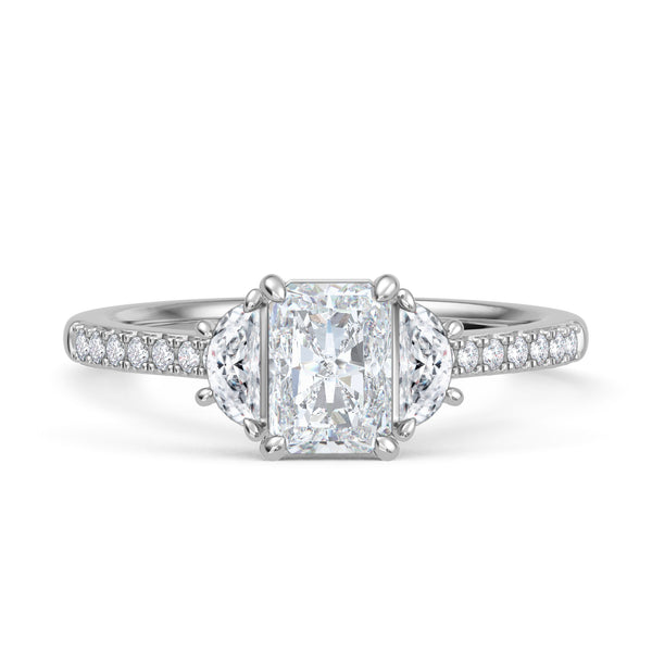 My Trio Rings Aurel 1-7/8 CTW Lab Grown Diamond Radiant Solitaire Wedding Trio Set in 14KT White Gold Vermeil