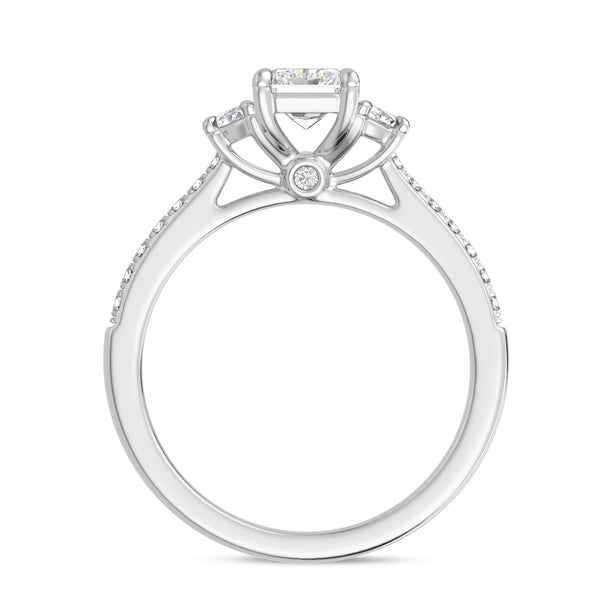 My Trio Rings Aurel 1-7/8 CTW Lab Grown Diamond Radiant Solitaire Wedding Trio Set in 14KT White Gold Vermeil
