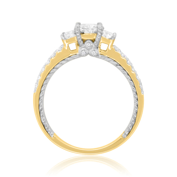 My Trio Rings Palmer 1-7/8 CTW Lab Grown Diamond Princess Solitaire Wedding Trio Set in 14KT Yellow Gold Vermeil