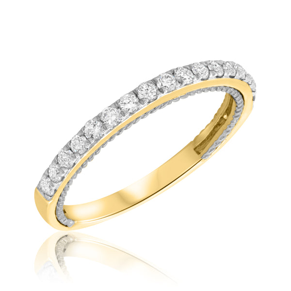 My Trio Rings Palmer 1-7/8 CTW Lab Grown Diamond Princess Solitaire Wedding Trio Set in 14KT Yellow Gold Vermeil