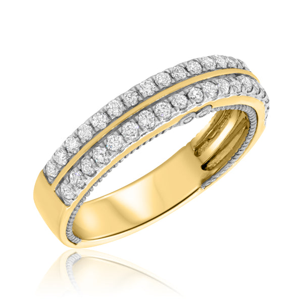 My Trio Rings Palmer 1-7/8 CTW Lab Grown Diamond Princess Solitaire Wedding Trio Set in 14KT Yellow Gold Vermeil