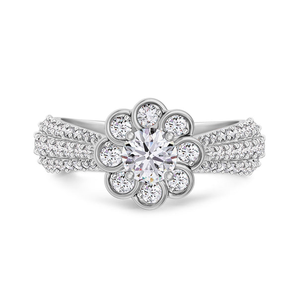 My Trio Rings Ember 2-3/8 CTW Lab Grown Diamond Round Solitaire Wedding Trio Set in 14KT White Gold Vermeil