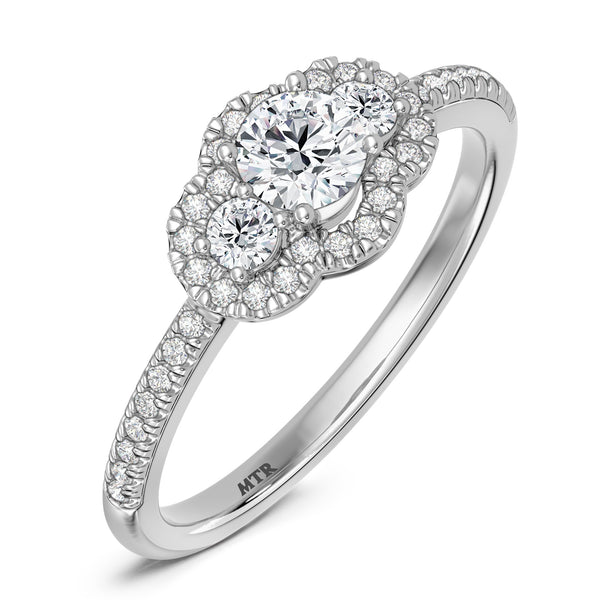 My Trio Rings Harlowe 1 CTW Lab Grown Diamond Round Solitaire Wedding Trio Set in 14KT White Gold Vermeil