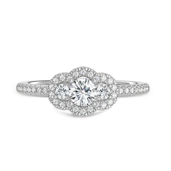 My Trio Rings Harlowe 1 CTW Lab Grown Diamond Round Solitaire Wedding Trio Set in 14KT White Gold Vermeil