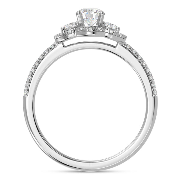 My Trio Rings Harlowe 1 CTW Lab Grown Diamond Round Solitaire Wedding Trio Set in 14KT White Gold Vermeil