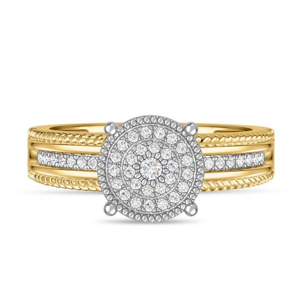 My Trio Rings Zuri 1/2 CTW Lab Grown Diamond Round Cluster Wedding Trio Set in 14KT Yellow Gold Vermeil