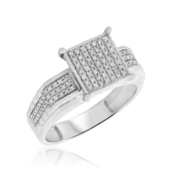 My Trio Rings Winsome 2/3 CTW Lab Grown Diamond Princess Cluster Wedding Trio Set in 14KT White Gold Vermeil