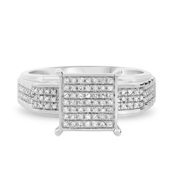 My Trio Rings Winsome 2/3 CTW Lab Grown Diamond Princess Cluster Wedding Trio Set in 14KT White Gold Vermeil