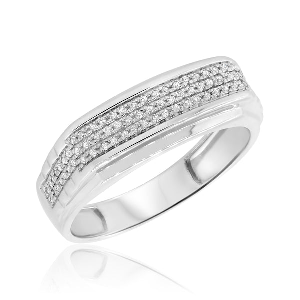 My Trio Rings Winsome 2/3 CTW Lab Grown Diamond Princess Cluster Wedding Trio Set in 14KT White Gold Vermeil