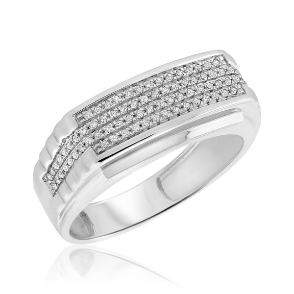 My Trio Rings Winsome 2/3 CTW Lab Grown Diamond Princess Cluster Wedding Trio Set in 14KT White Gold Vermeil