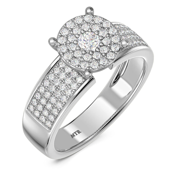 My Trio Rings Collins 1-1/3 CTW Lab Grown Diamond Round Cluster Wedding Trio Set in 14KT White Gold Vermeil