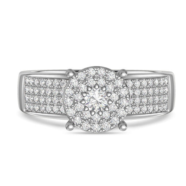 My Trio Rings Collins 1-1/3 CTW Lab Grown Diamond Round Cluster Wedding Trio Set in 14KT White Gold Vermeil