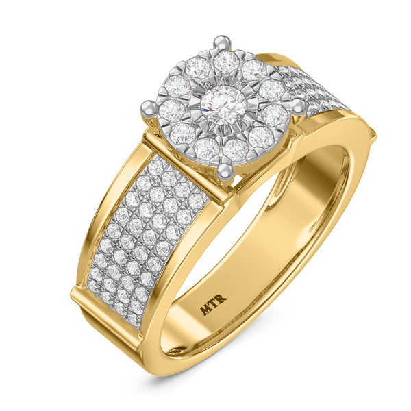 My Trio Rings Corban 1-1/2 CTW Lab Grown Diamond Round Cluster Wedding Trio Set in 14KT Yellow Gold Vermeil