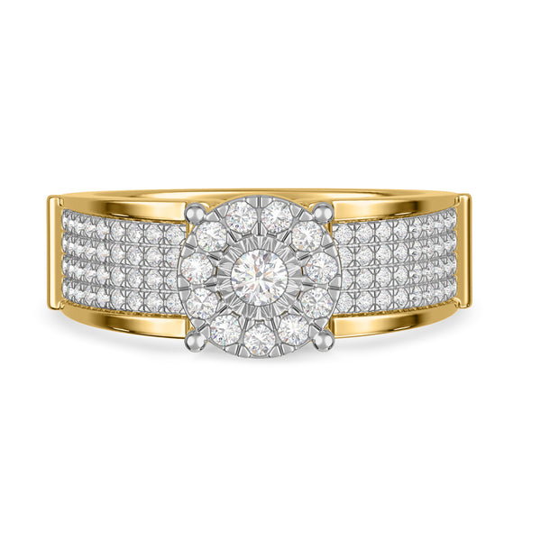 My Trio Rings Corban 1-1/2 CTW Lab Grown Diamond Round Cluster Wedding Trio Set in 14KT Yellow Gold Vermeil