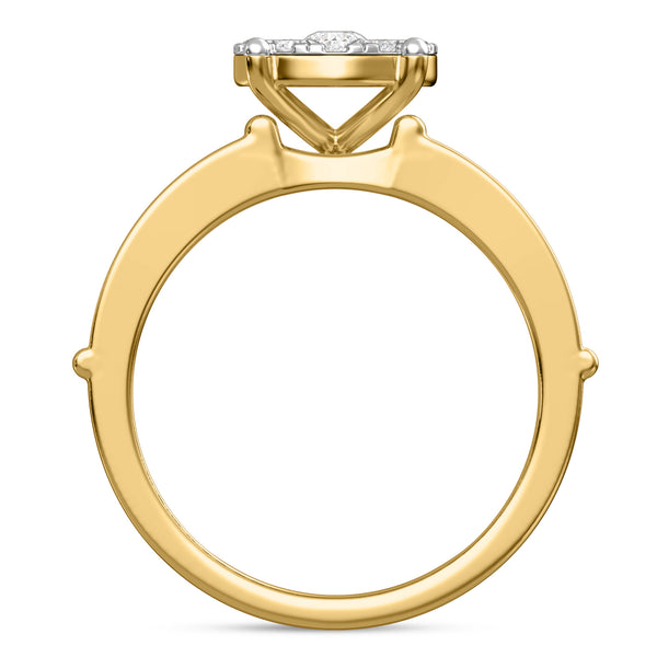My Trio Rings Corban 1-1/2 CTW Lab Grown Diamond Round Cluster Wedding Trio Set in 14KT Yellow Gold Vermeil