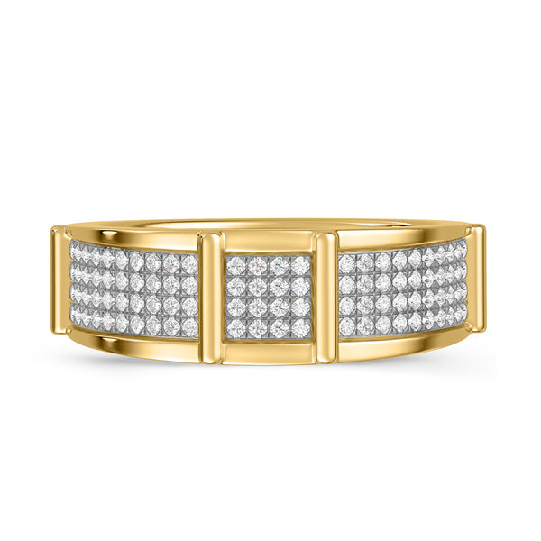 My Trio Rings Corban 1-1/2 CTW Lab Grown Diamond Round Cluster Wedding Trio Set in 14KT Yellow Gold Vermeil