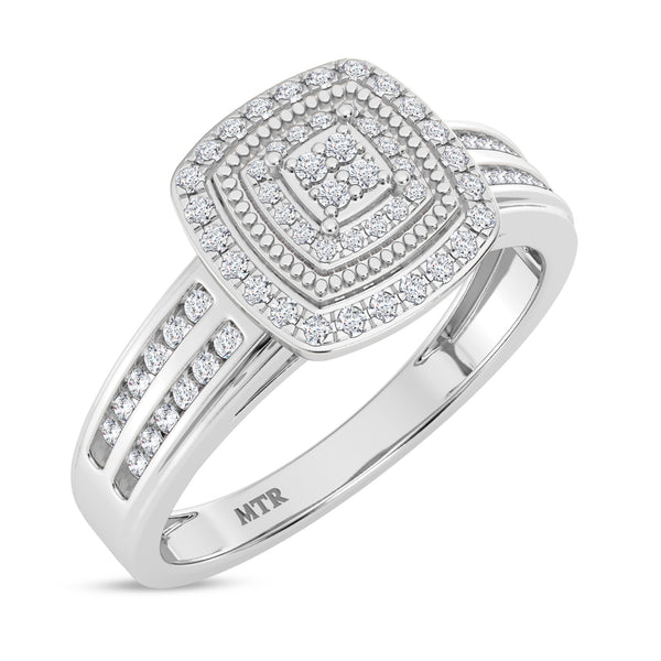My Trio Rings Ortwin 1/2 CTW Lab Grown Diamond Cushion Cluster Wedding Trio Set in 14KT White Gold Vermeil