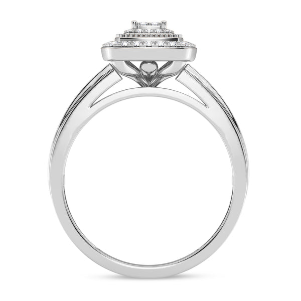 My Trio Rings Ortwin 1/2 CTW Lab Grown Diamond Cushion Cluster Wedding Trio Set in 14KT White Gold Vermeil