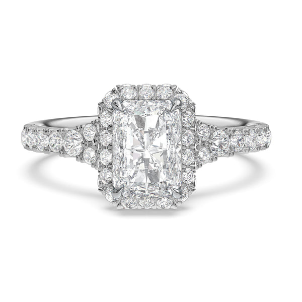 My Trio Rings Renata 3-5/8 CTW Lab Grown Diamond Radiant Solitaire Wedding Trio Set in 14KT White Gold Vermeil