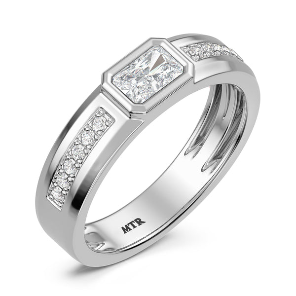 My Trio Rings Renata 3-5/8 CTW Lab Grown Diamond Radiant Solitaire Wedding Trio Set in 14KT White Gold Vermeil