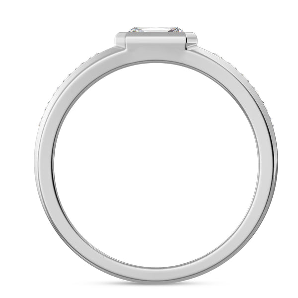 My Trio Rings Renata 3-5/8 CTW Lab Grown Diamond Radiant Solitaire Wedding Trio Set in 14KT White Gold Vermeil