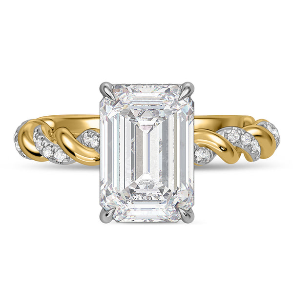 My Trio Rings Palmina 5-3/4 CTW Lab Grown Diamond Emerald Solitaire Wedding Trio Set in 14KT Yellow Gold Vermeil