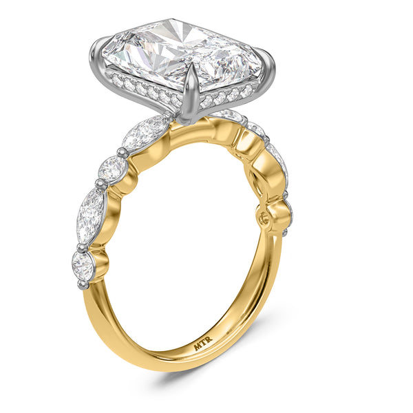 My Trio Rings Stacy 7-1/7 CTW Lab Grown Diamond Radiant Solitaire Wedding Trio Set in 14KT Yellow Gold Vermeil