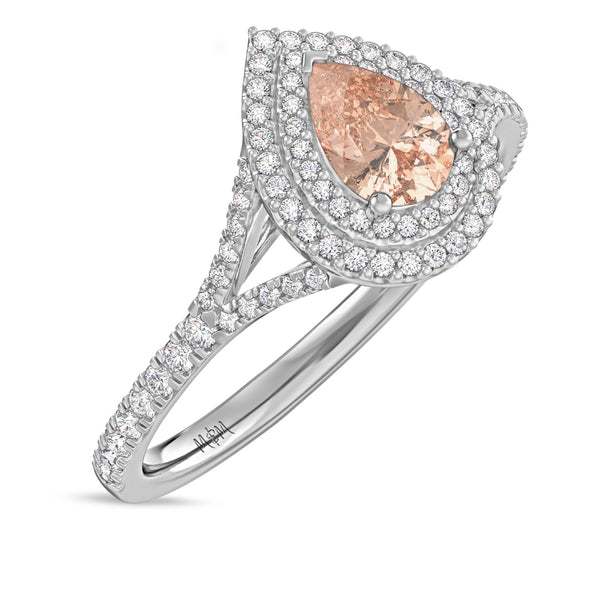 My Trio Rings Chiffon 1-7/8 Carat T.W. Morganite and Diamond Matching Bridal Ring Set 14KT White Gold
