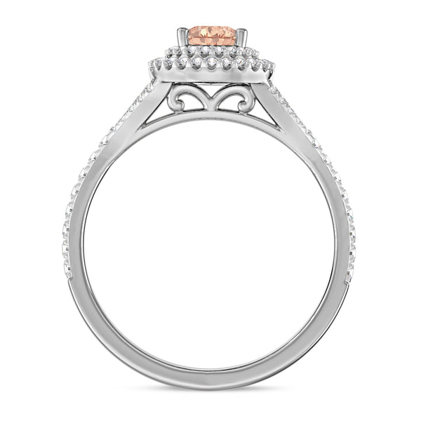 My Trio Rings Chiffon 1-7/8 Carat T.W. Morganite and Diamond Matching Bridal Ring Set 14KT White Gold