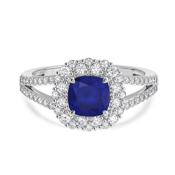 My Trio Rings Evanthe 1-7/8 Carat T.W. Sapphire and Diamond Matching Bridal Ring Set 10KT White Gold