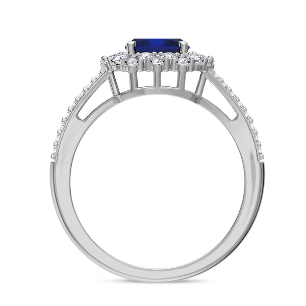 My Trio Rings Evanthe 1-7/8 Carat T.W. Sapphire and Diamond Matching Bridal Ring Set 10KT White Gold