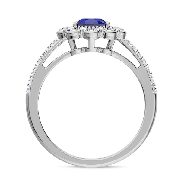 My Trio Rings Kana 2-1/3 Carat T.W. Sapphire and Diamond Trio Matching Wedding Ring Set 10KT White Gold
