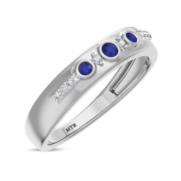 My Trio Rings Kana 2-1/3 Carat T.W. Sapphire and Diamond Trio Matching Wedding Ring Set 10KT White Gold