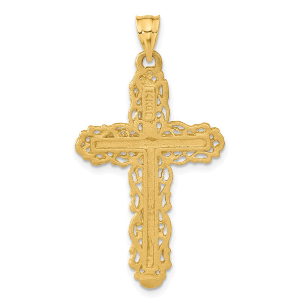 14KT Yellow Gold 42X23MM Crucifix Cross Pendant-Chain Not Included