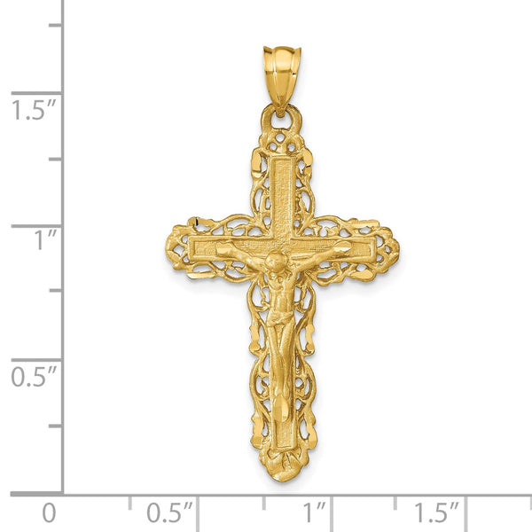 14KT Yellow Gold 42X23MM Crucifix Cross Pendant-Chain Not Included