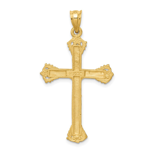 14KT Yellow Gold 42X23MM Crucifix Cross Pendant. Chain Not Included